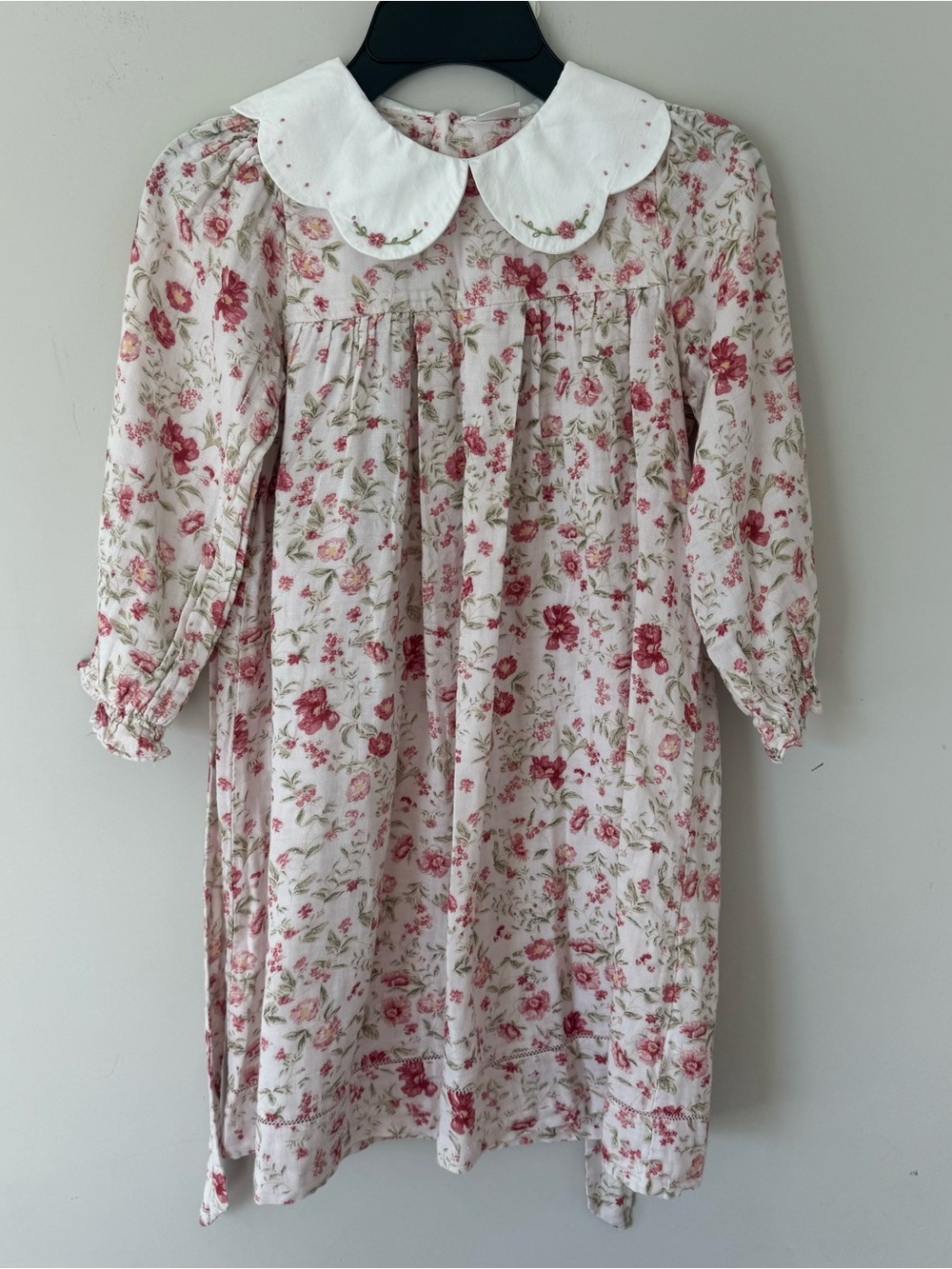 Edgehill Collection Pink Floral Nightgown with White Peter Pan Collar